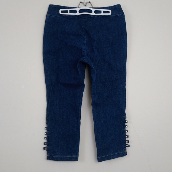 Euro Stretchy Denim Blue Jean Capri Pants - Picture 7 of 12